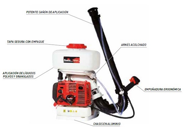 FUMIGADORA CAÑON TOYAMA 56,5 CC 2T CAPACIDAD 14L. -  Fumigadoras